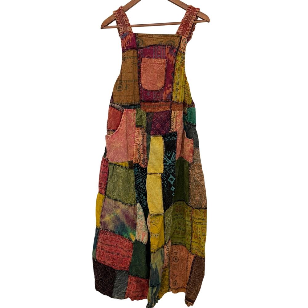 Patchwork Hippie Harem Overalls Multicolored Boho Festival Bohemiam OS